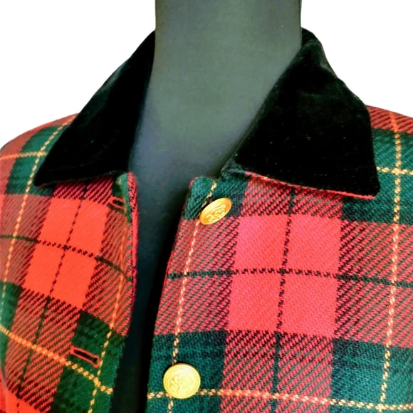 NWT Talbot's Red/Green Plaid 100% Wool Women's Jacket - Picture 3 of 12